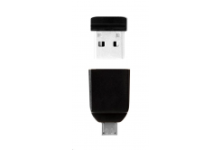 VERBATIM Flash Disk 16GB Store 'n' Stay NANO + micro USB OTG adaptér, USB 2.0, čierna