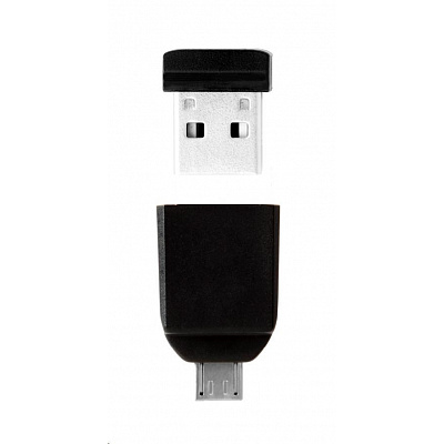 VERBATIM Flash Disk 16GB Store 'n' Stay NANO + micro USB OTG adaptér, USB 2.0, čierna