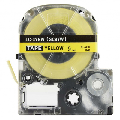 Epson LK-3YBP, SC9YW, C53S653002, 9mm x 9m, čierna tlač / žltý podklad, kompatibilná páska