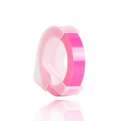 Dymo Omega, 9mm x 3m, biela tlač / fluorescenčný ružový podklad, kompatibilná páska