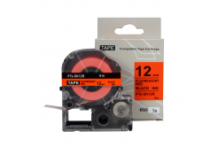 Brother TZe-SK12R, 12mm x 5m, černý tisk / fluorescenční červený podklad, kompatibilní páska