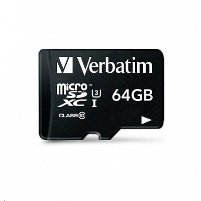 VERBATIM MicroSDXC karta 64GB Pro, U3 + adaptér