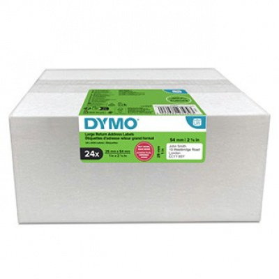 Dymo 2223589, 54mm x 25mm, pre spätnú adresu, biele, originálne papierové štítky, 24 x 500 ks