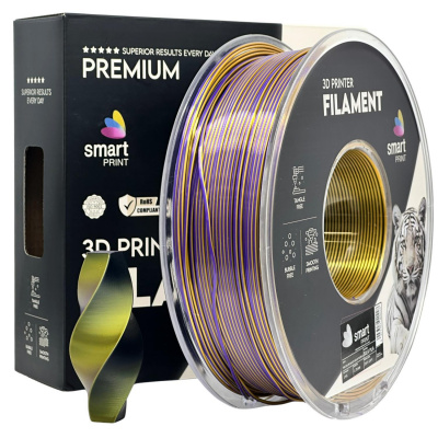 Smart Print FG-S108-E1, 3D filament, PLA Silk, 1,75mm, 1000g, Tri Color, Viacfarebný (Black, Gold, Purple)