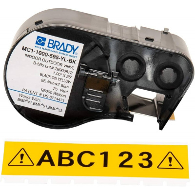 Brady M4C-500-584-YL / 170810, 12.70 mm x 6.10 m, Plastic, čierna tlač / žltý podklad