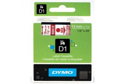 Dymo D1 45012, S0720520, 12mm x 7m, červená tlač / priehľadný podklad, originálna páska