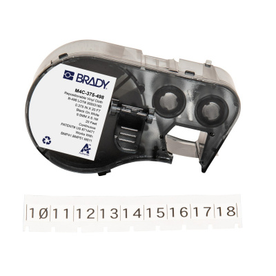 Brady M4C-375-498 / 170784, 9.53 mm x 6.10 m, Vinyl, čierna tlač / biely podklad