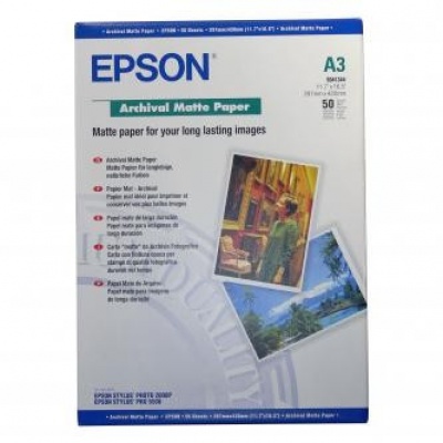 Epson Archival Matte Paper, bílá, 50, ks C13S041344, pro inkoustové tiskárny, 297x420mm (A3), A
