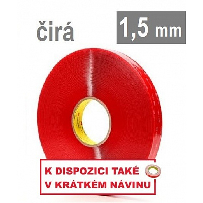 3M VHB™ 4915-F, tl. 1,5 mm; transparentní oboustranně velmi silně lepicí akrylová páska 12 mm x 25 m