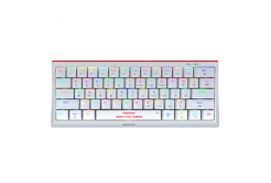 Marvo KG962G WH EN-R, klávesnice US, herní, mechanická typ drátová (USB), bílá, RGB, červené spínače
