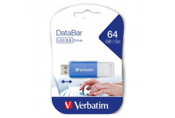 Verbatim 49455 DataBar, USB flash disk, USB 2.0, 64GB, modrý