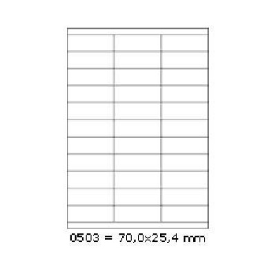 Samolepiace etikety 70 x 25,4 mm, 27 etikiet, A4, 100 listov