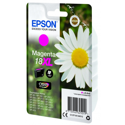 Epson originálna cartridge C13T18134022, T181340, 18XL, magenta, 6,6ml, Epson Expression Home XP-102, XP-402, XP-405, XP-302