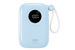 Powerton ENERGY PASTEL EDITION Powerbanka 10000mAh, 2x USB-C, 22.5W, integrované káble, modrá