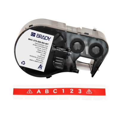 Brady M4C-375-595-RD-WT / 170845, 9.53 mm x 7.62 m, Vinyl, biela tlač / červený podklad