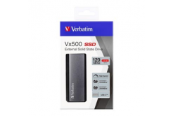 Verbatim 47441 Vx500, SSD externý disk, 120GB, 2.5", USB-C, strieborný