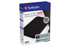Verbatim 53249 Store N Go, SSD externý disk, 256GB, 2.5", USB-A/Micro-B, konektor USB-A na USB-C, čierny