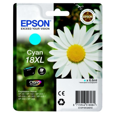 Epson T18124022, T181240, 18XL azúrová (cyan) originálna cartridge