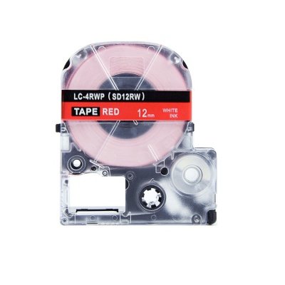 Epson LC-SD12RW, 12mm x 8m, bílý tisk / červený podklad, kompatibilní páska