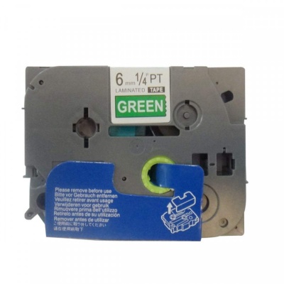 Kompatibilná páska s Brother TZ-715 / TZe-715, 6mm x 8m, biela tlač / zelený podklad