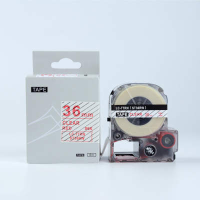 Epson LK-7TRN, ST36RW, 36mm x 9m, červená tlač / priehľadný podklad, kompatibilná páska