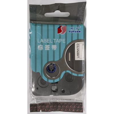 Samolepicí páska Supvan L-531E, 12mm x 8m, čierna tlač / modrý podklad, laminovaná