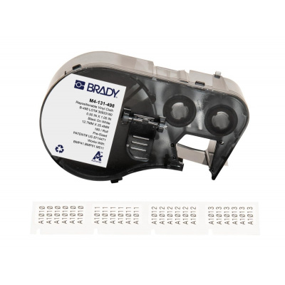 Brady M4-131-498 / 170788, 25.40 mm, Vinyl, čierna tlač / biely podklad