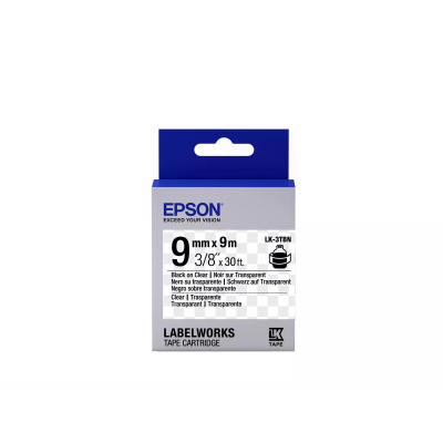 Epson LabelWorks LK-3TBN C53S653004 9mm x 9m, čierna tlač / priehľadný podklad, originálna páska