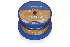 Verbatim DVD-R, Matt Silver, 43548, 4.7GB, 16x, spindle, 50-pack, bez možnosti potisku, 12cm, pro archivaci dat