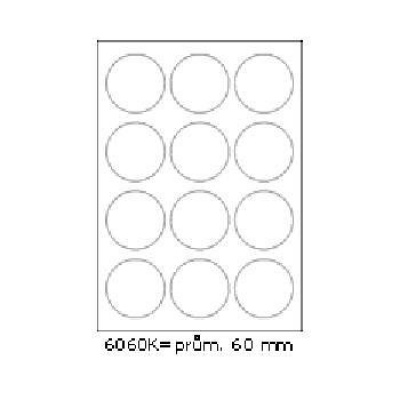 Samolepiace etikety 60 x 60 mm, 12 etikiet, A4, 100 listov