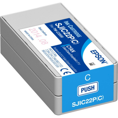 Epson SJIC22P(C) C33S020602 pre ColorWorks, azúrová (cyan) originálna cartridge
