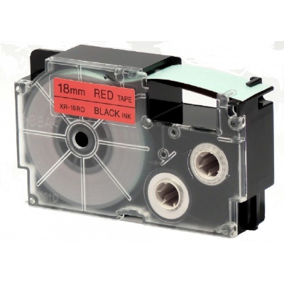 Kompatibilná páska s Casio XR-18RD1, 18mm x 8m, čierna tlač/červený podklad