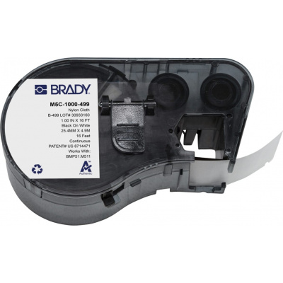 Brady M5C-1000-499 / 170927, 25.40 mm x 4.88 m, Nylon, čierna tlač / biely podklad