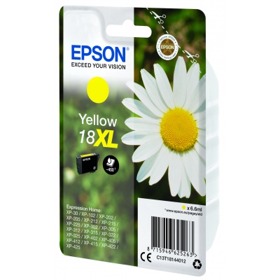 Epson originálna cartridge C13T18144022, T181440, 18XL, yellow, 6,6ml, Epson Expression Home XP-102, XP-402, XP-405, XP-302