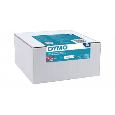 Dymo D1 45013, 2093097, 12mm x 7m, čierna tlač/biely podklad, originální pásky, 10ks