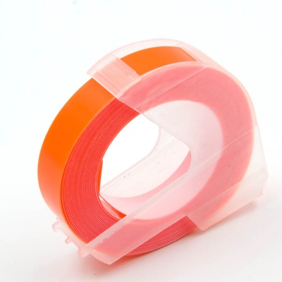 Dymo Omega, 9mm x 3m, biela tlač / fluorescenčný oranžový podklad, kompatibilná páska