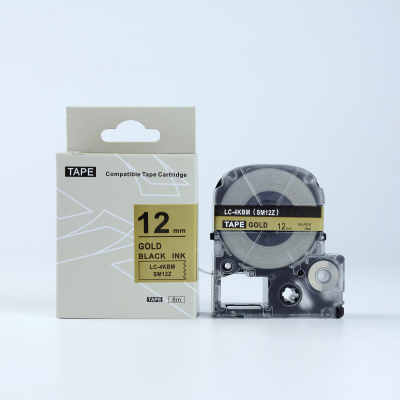 Epson LK-4KBM, SM12ZW, C53S654020, 12mm x 9m, čierna tlač / zlatý podklad, kompatibilná páska
