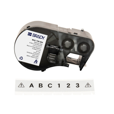 Brady M4C-750-584 / 170811, 19.05 mm x 6.10 m, Plastic, čierna tlač / biely podklad