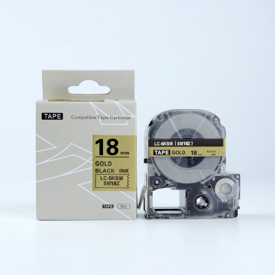 Epson LK-5KBM, SM18ZW, C53S672093, 18mm x 9m, čierna tlač / zlatý podklad, kompatibilná páska