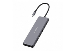 Verbatim 32153 USB C (3.2) hub 13-port, dĺžka kábla 20cm, 2x USB C, 6x USB A, 2x HDMI, šedý