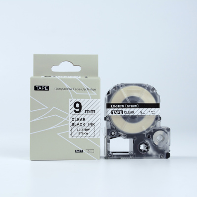 Epson LK-3TBN, ST9KW, C53S653004, 9mm x 9m, čierna tlač / priehľadný podklad, kompatibilná páska