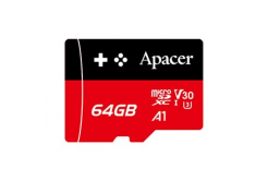 Apacer paměťová Gaming card V30 A1, 64GB, micro SDXC, AP64GMCSX10U7-RAGC, UHS-I U3 (Class 10), s adaptérem
