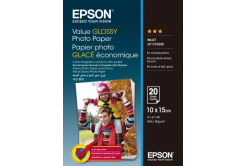 Epson Value Glossy Photo Paper, bílý lesklý foto papír 10x15cm, 183 g/m2, 20 ks, C13S400037