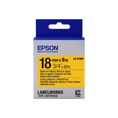Epson LabelWorks LK-5YBW C53S655010 18mm x 9m, čierna tlač / žltý podklad, silne priľnavá, originálna páska