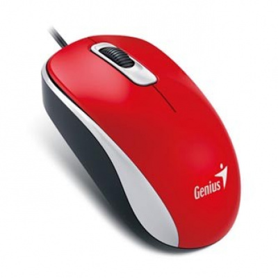 Genius Myš DX-110 31010116111, 1000DPI, optická, 3tl., drátová USB, červená, standardní, univerzální