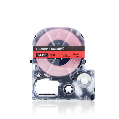 Epson LK-SC36RW, 36mm x 9m, černý tisk / červený podklad, kompatibilní páska