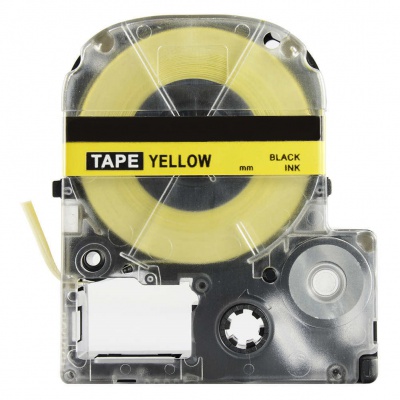 Brother TZe-SK12Y, 12mm x 5m, černý tisk / fluorescenční žlutý podklad, kompatibilní páska
