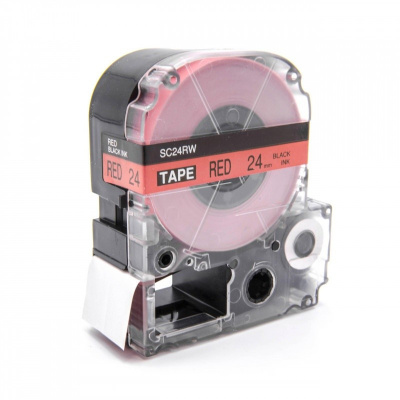Epson LK-6RBP, SC24RW, C53S656004, 24mm x 9m, čierna tlač / červený podklad, kompatibilná páska