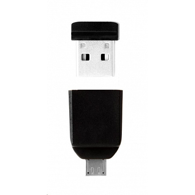 VERBATIM Flash Disk 32GB Store 'n' Stay Nano + micro USB OTG adaptér, USB 2.0, čierna