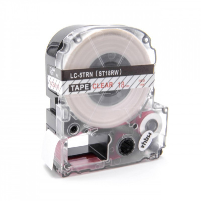 Epson LC-5TRN, ST18RW, 18mm x 8m, červená tlač / priehľadný podklad, kompatibilná páska